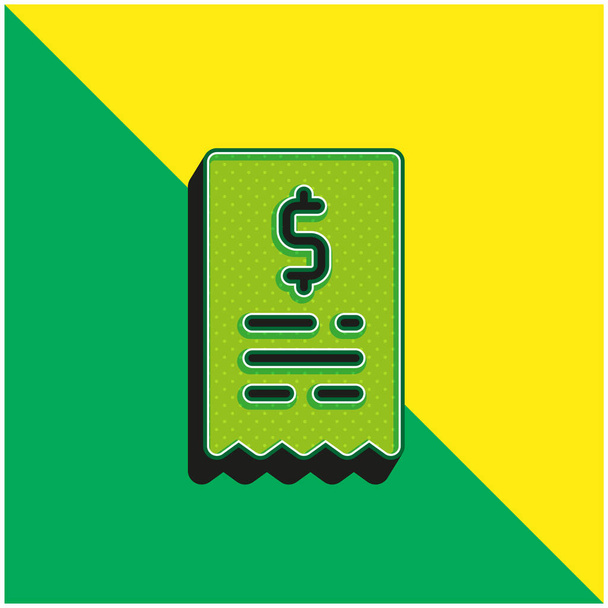 Bill Vihreä ja keltainen moderni 3d vektori kuvake logo - Vektori, kuva
