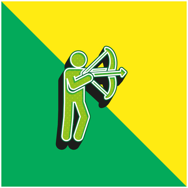 Archer verde y amarillo moderno logotipo icono del vector 3d - Vector, Imagen