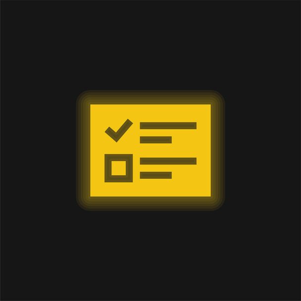 Głosowanie żółta świecąca ikona neonu - Wektor, obraz