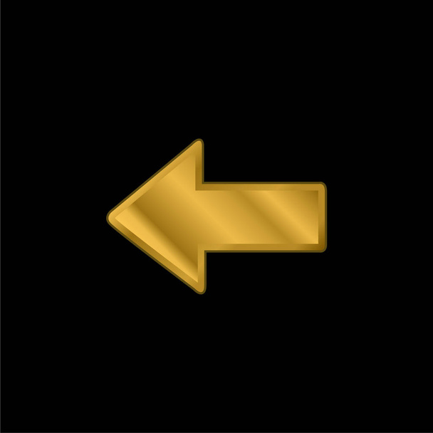 Стрелка, указывающая влево на золотую металлическую икону или вектор логотипа - Вектор,изображение
