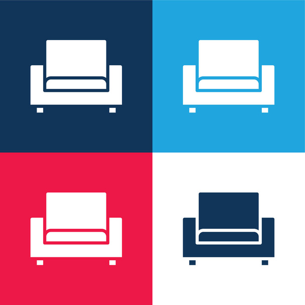 Poltrona blu e rosso quattro colori set icona minimale - Vettoriali, immagini