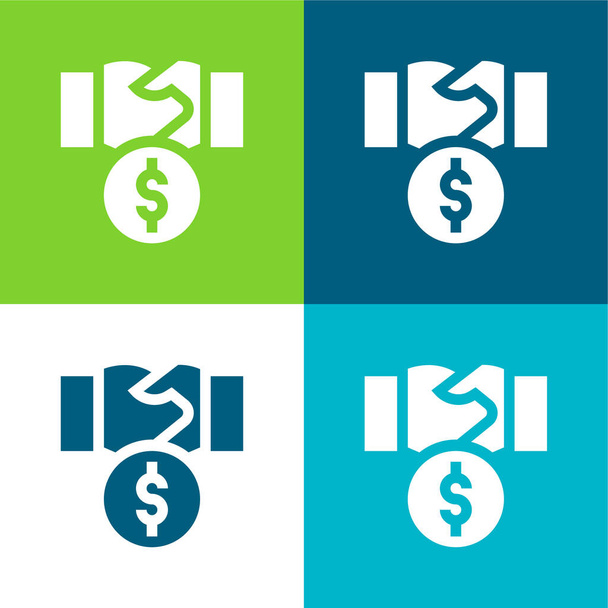 Corruption Ensemble d'icônes minimal plat quatre couleurs - Vecteur, image