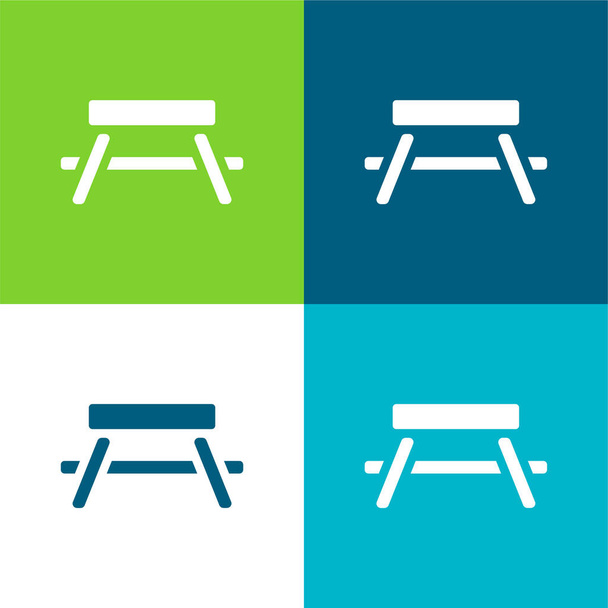 Bench Lakás négy szín minimális ikon készlet - Vektor, kép