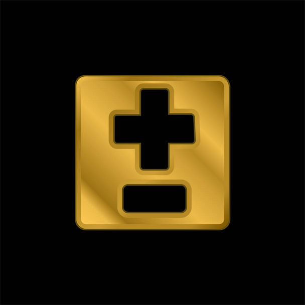 Agregar y restar símbolos chapado en oro icono metálico o vector de logotipo - Vector, imagen