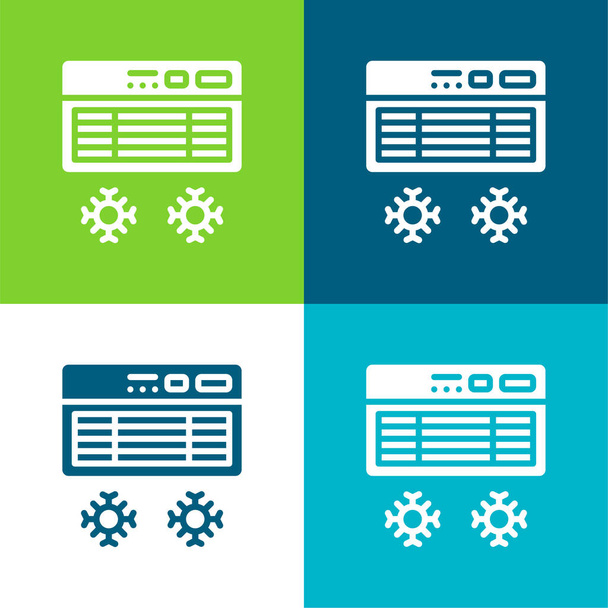 Légkondicionáló Lapos négy szín minimális ikon készlet - Vektor, kép