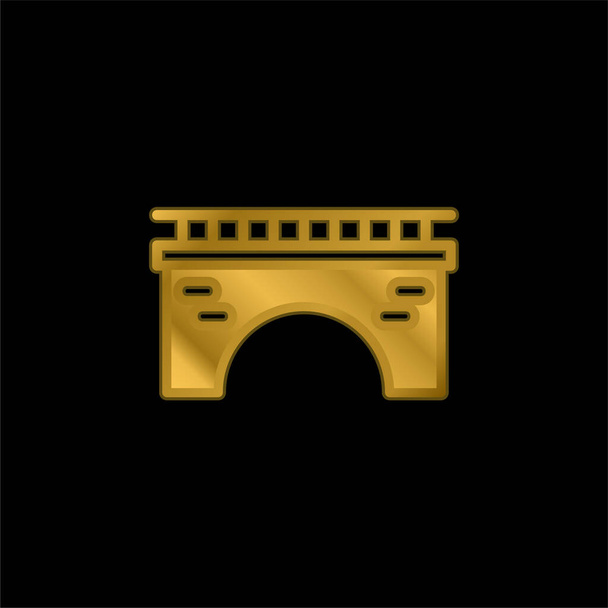 Puente chapado en oro icono metálico o logo vector - Vector, Imagen