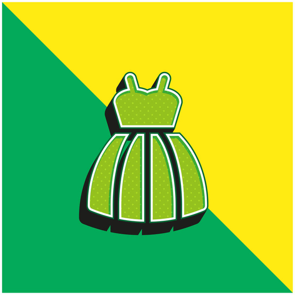 Невеста платье зеленое и желтый современный 3D логотип векторной иконки - Вектор,изображение