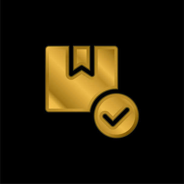 Skrzynka pozłacana metaliczna ikona lub wektor logo - Wektor, obraz