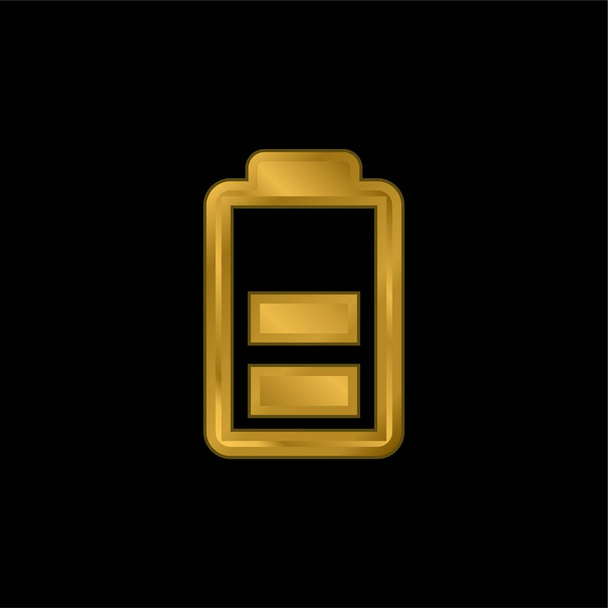 バッテリーゴールドメッキ金属アイコンやロゴベクトル - ベクター画像