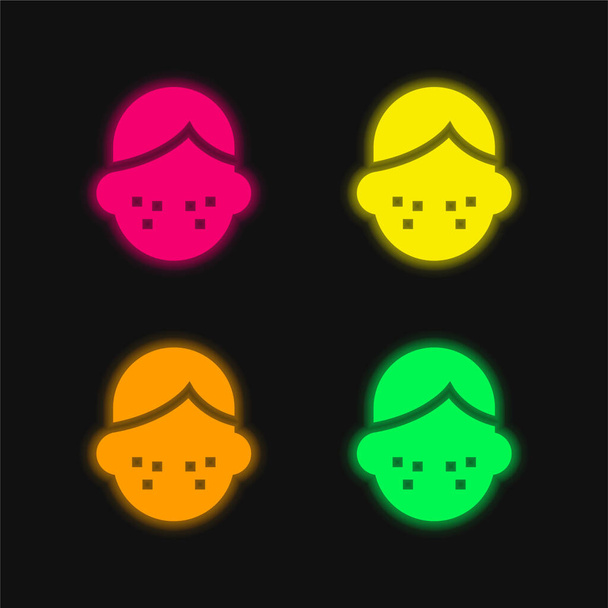 Acné de cuatro colores brillante icono del vector de neón - Vector, Imagen