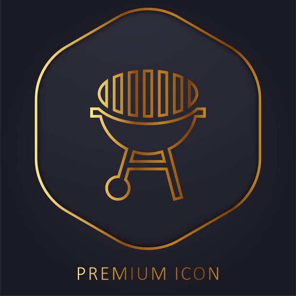 Bbq línea de oro logotipo premium o icono - Vector, imagen