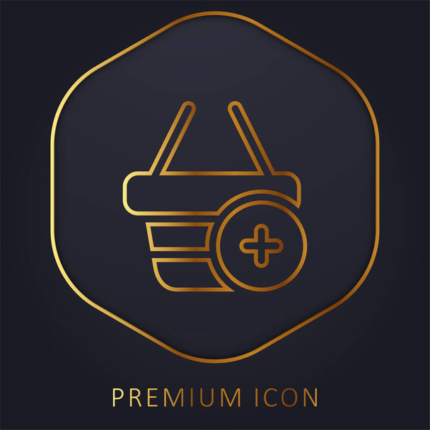Añadir a la cesta línea de oro logotipo premium o icono - Vector, imagen