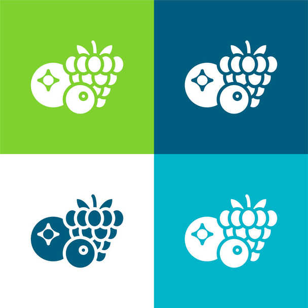 Berries Flat four color minimal icon set - Vector, Image