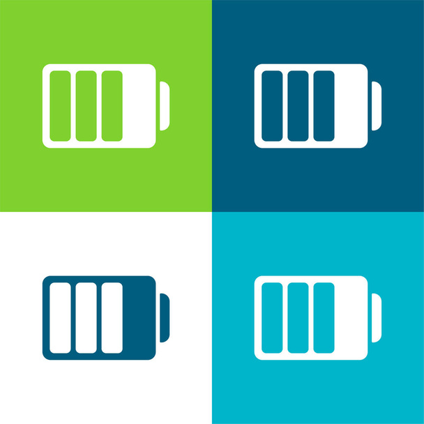 Battery Status With Three Quarters Charged Flat four color minimal icon set - Vector, Image