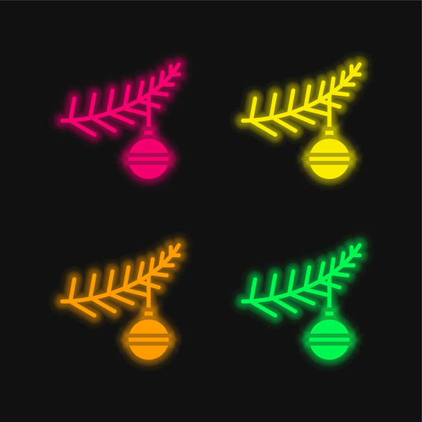 Ball čtyři barvy zářící neonový vektor ikona - Vektor, obrázek