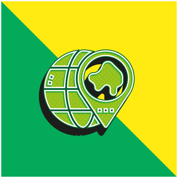 Asie Logo vectoriel 3D moderne vert et jaune - Vecteur, image