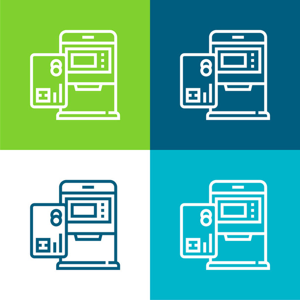 ATM Set icona minimale a quattro colori piatto - Vettoriali, immagini