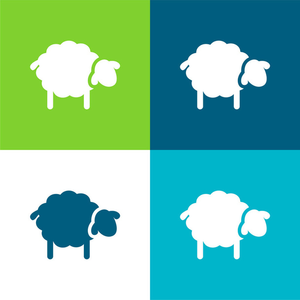 Černá ovce Flat čtyři barvy minimální ikona nastavena - Vektor, obrázek