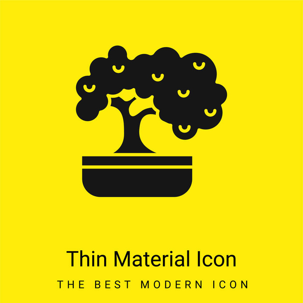 Bonsai mínimo icono de material amarillo brillante - Vector, imagen