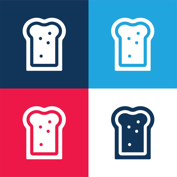 Brot blau und rot vier Farben minimales Symbol-Set - Vektor, Bild