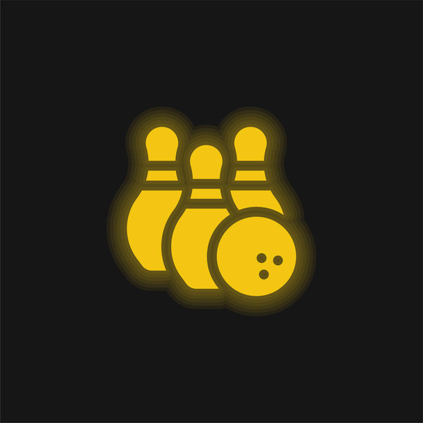 Bowling amarillo brillante icono de neón - Vector, Imagen