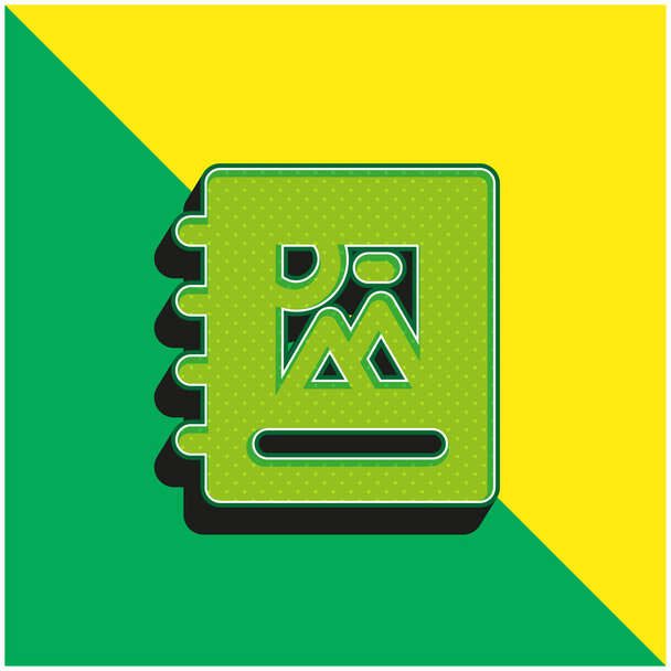 Álbum Verde e amarelo moderno logotipo vetor 3d ícone - Vetor, Imagem