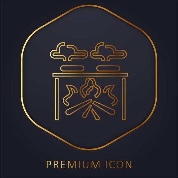 Bonfire linha dourada logotipo premium ou ícone - Vetor, Imagem