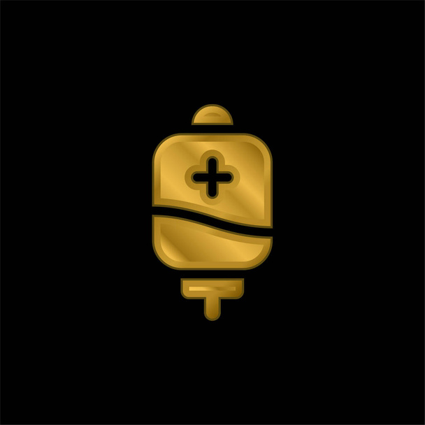 Blood Bag gold plated metalic icon or logo vector - Vector, Image