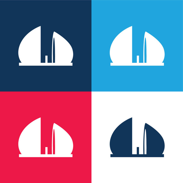Al Shaheed Monument Of Iraq blue and red four color minimal icon set - Vector, Image