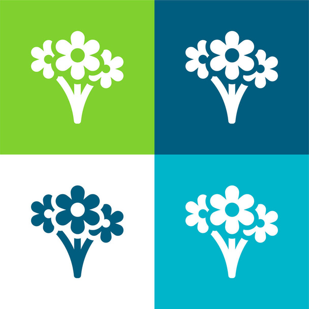 Bouquet Ensemble d'icônes minimal plat quatre couleurs - Vecteur, image