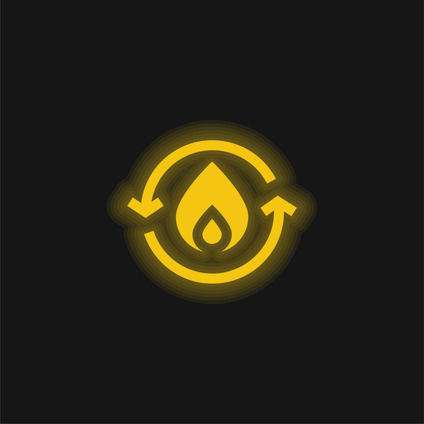 Ícone de néon brilhante amarelo Bio Energy - Vetor, Imagem