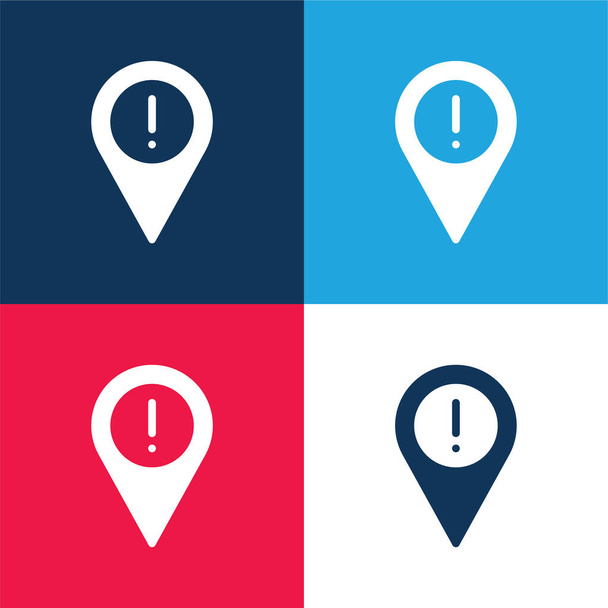 Alerta azul y rojo conjunto de iconos mínimo de cuatro colores - Vector, imagen