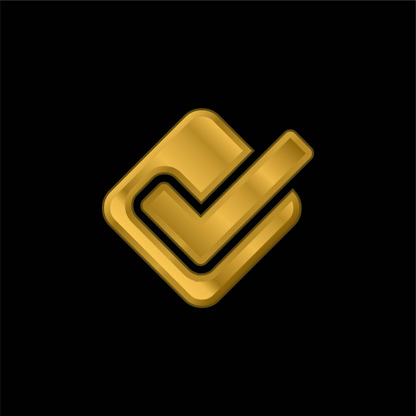 Accept gold plated metalic icon or logo vector - Vector, Image