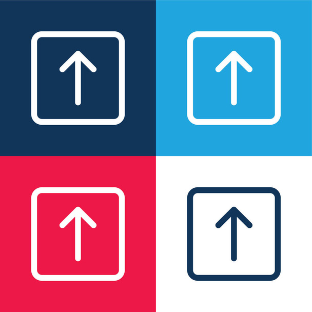 Arrow Up azul e vermelho conjunto de ícones mínimos de quatro cores - Vetor, Imagem