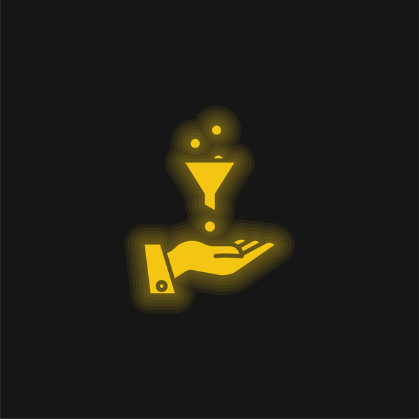 Оголошення жовтий сяючий неоновий значок
 - Вектор, зображення