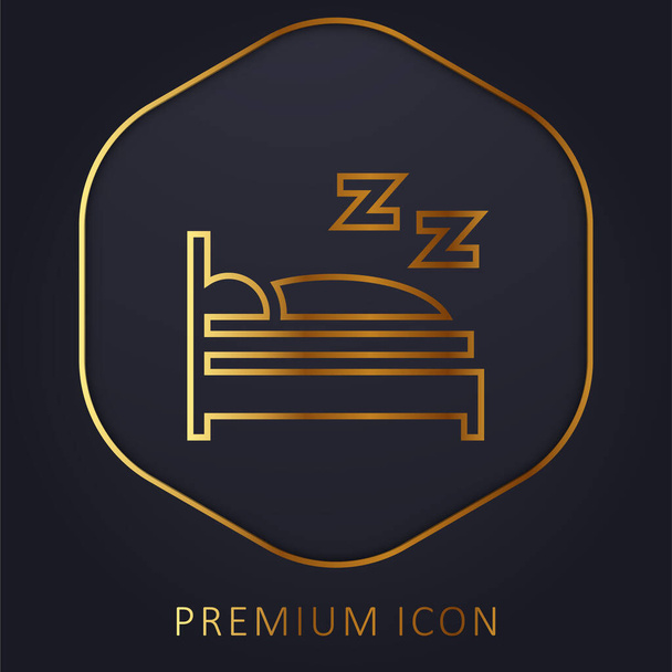 Yatak altın çizgisi prim logosu veya simgesi - Vektör, Görsel