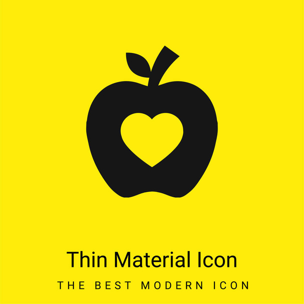 Apple Silhouette With Heart Shape minimal bright yellow material icon - Vector, Image