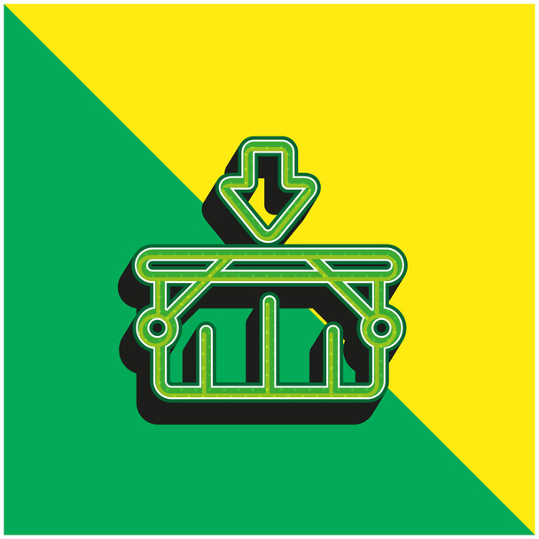 Sepet Yeşil ve Sarı modern 3D vektör simgesi logosu - Vektör, Görsel