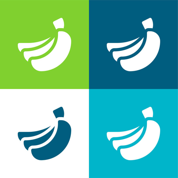 Banán Lapos négy szín minimális ikon készlet - Vektor, kép