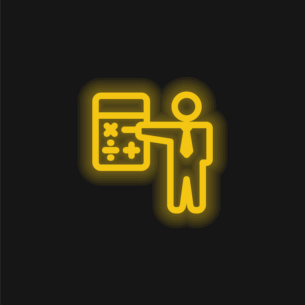 Boekhouder geel gloeiende neon pictogram - Vector, afbeelding