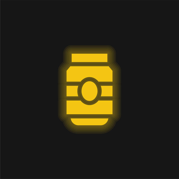 ビール缶黄色輝くネオンアイコン - ベクター画像