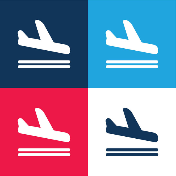 Arrivées blue and red four color minimal icon set - Vecteur, image