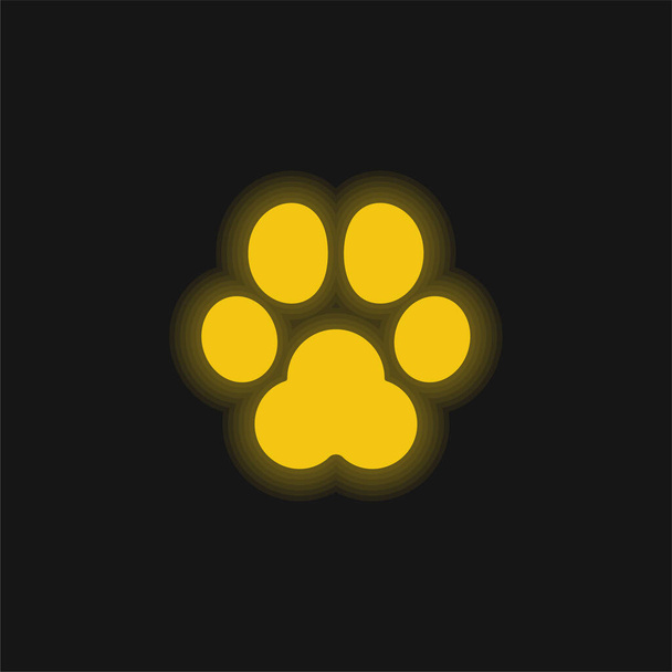 Animal Track yellow glowing neon icon - Vector, Image