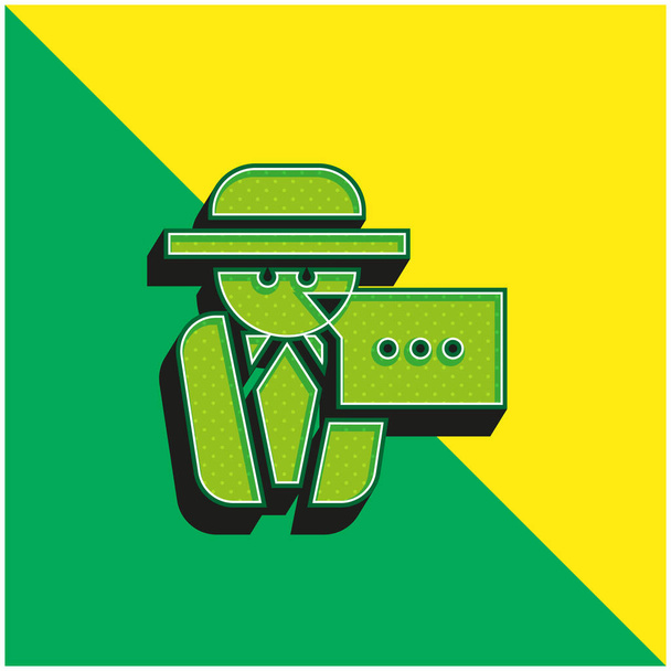 Mensagem Anônima Verde e amarelo moderno logotipo vetor 3d ícone - Vetor, Imagem