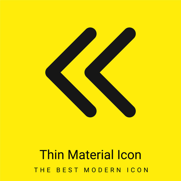 Arrowheads Of Thin Outline To The Left minimal bright yellow material icon - Vector, Image