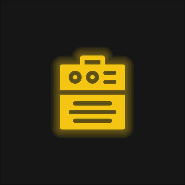 Ícone de néon brilhante amarelo amplificador - Vetor, Imagem