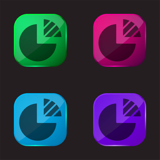 Análisis icono de botón de cristal de cuatro colores - Vector, imagen