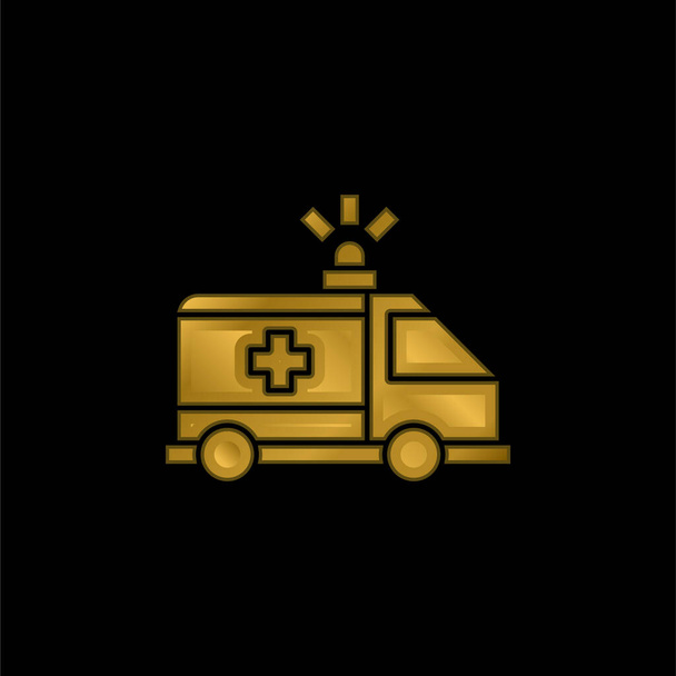 Ασθενοφόρο επίχρυσο μεταλικό εικονίδιο ή φορέας λογότυπου - Διάνυσμα, εικόνα