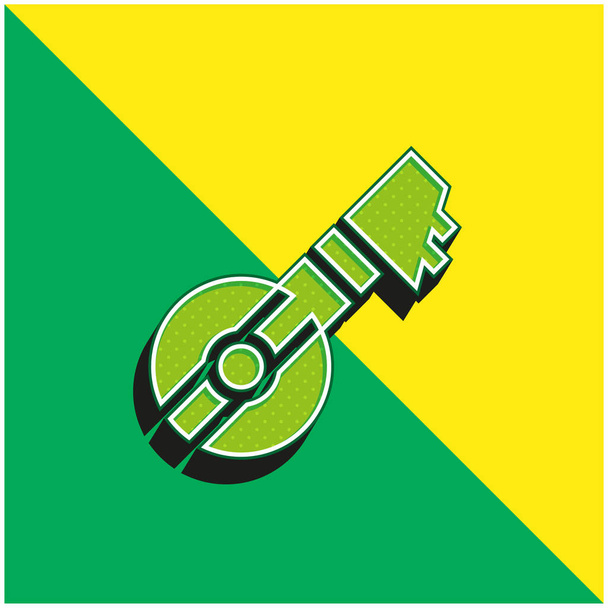 Bouzouki Logo vectoriel 3D moderne vert et jaune - Vecteur, image