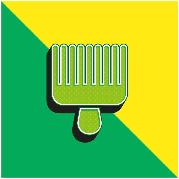 Afro Pick Groen en geel modern 3D vector pictogram logo - Vector, afbeelding